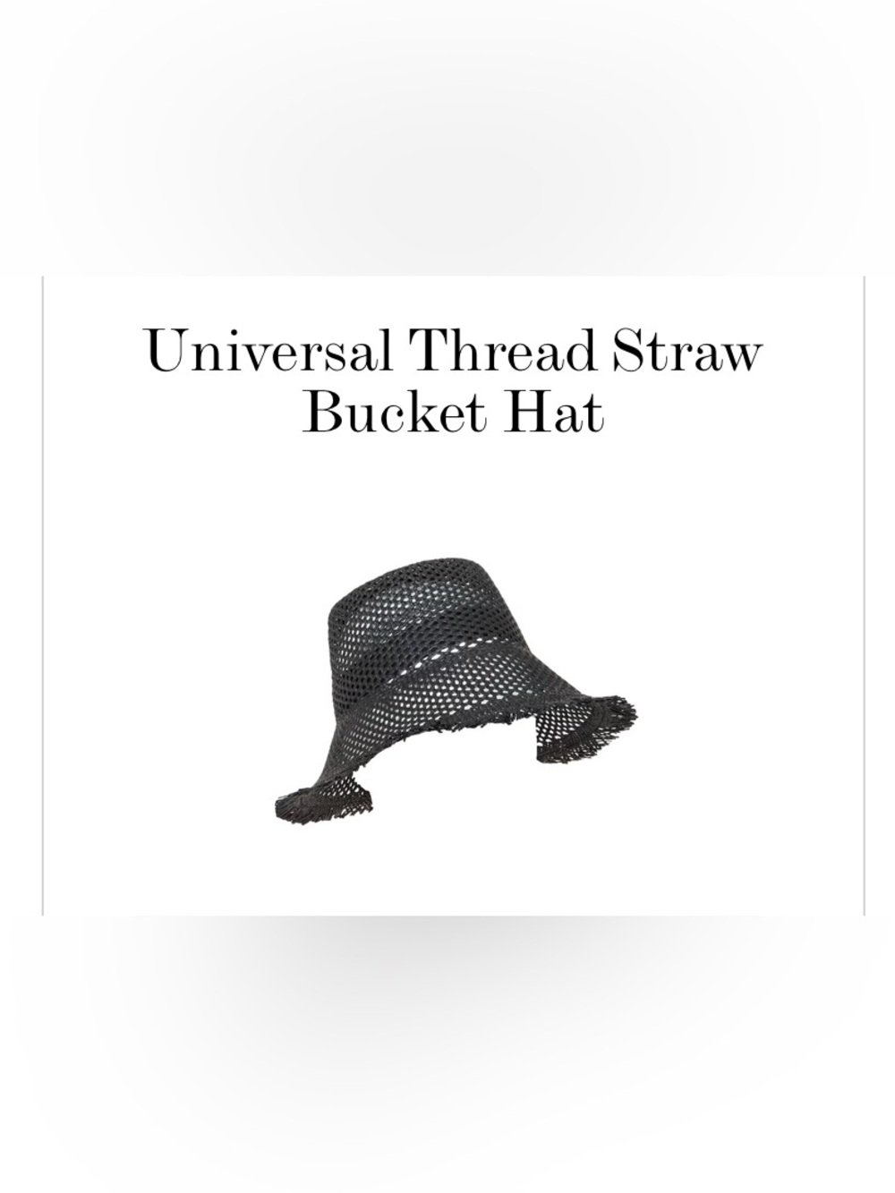 NWT Universal Thread  Black Bucket Straw Hat One Size